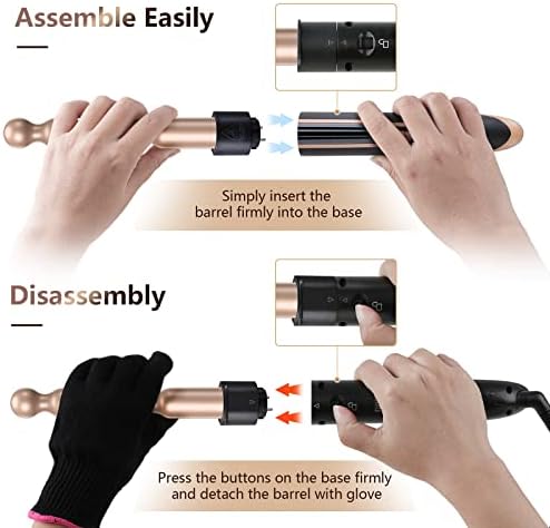 Curling Wand 5 in 1 Hair Curlers Iron Set with 5 Interchangeable Ceramic Tourmaline Barrel for Long Short Hair Styles Curling Irons Set Fast Heating Hair Cripmer for Women Gift - Image 5