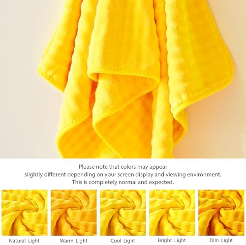 COZYART Lint Free 8 Pcs Bathroom Towels Set Ultra Soft Microfiber Yellow - Image 6