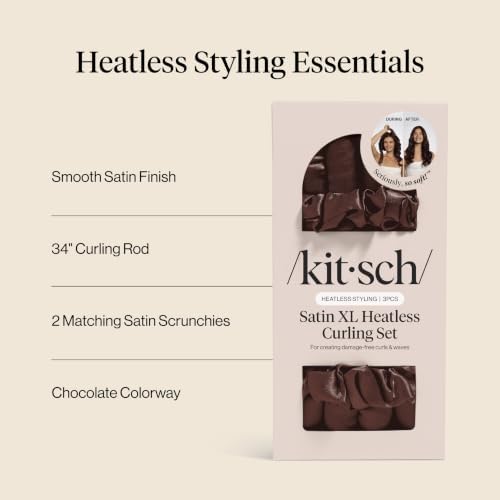 Kitsch Satin Heatless Curls Overnight Set - Chocolate - Image 3