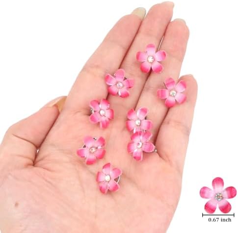 YISSION 20Pcs Mini Ombre Hot Pink Flower Hair Clips Women Girls Wedding - Image 6