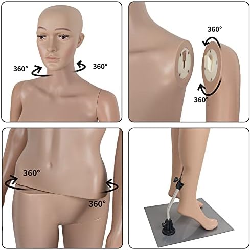 Female Mannequin Full Body Dress Form Stand 69 Inch Adjustable Plastic Detachable Mannequin Stand Realistic Display Head Metal Base (69 Inches-A) - Image 4