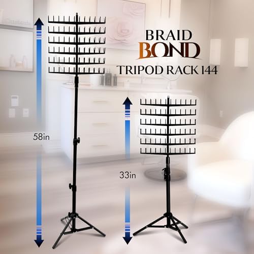 Laflare Standing Braid Hair Organizer – 144 Pegs Hair Extension Holder, Divider & Display Stand for Hair Braiding, Height Adjustable Rack, Easy to Assemble - Image 3