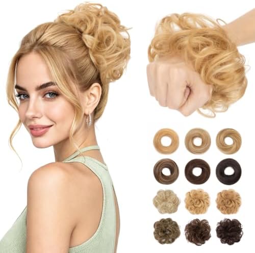 Messy Bun Hair Pieces Human Hair, Wavy #18P613 by SLEEKALON