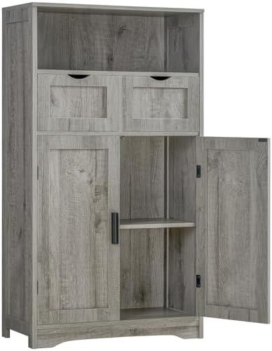 Iwell Bathroom Storage Cabinet with 2 Drawers, Small Kitchen Pantry Cabinet by IWELL