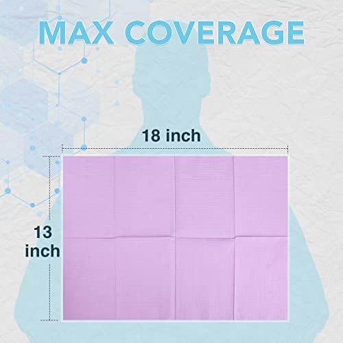 80 Pack Disposable Dental Bibs 13"x18", 3-Ply Waterproof Tattoo Bibs Sheet for Nail Salon, Dental Clinic, Feeding, Tattoo Shop (Purple) - Image 2