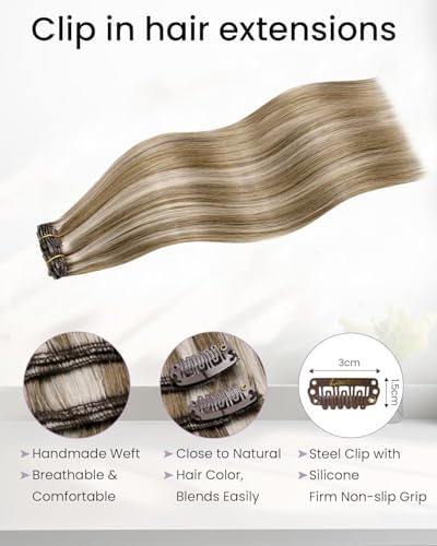 LaaVoo Real Hair Extensions Clip In, For Festival Looks, 18 Inch 5Pcs 80g - Image 3