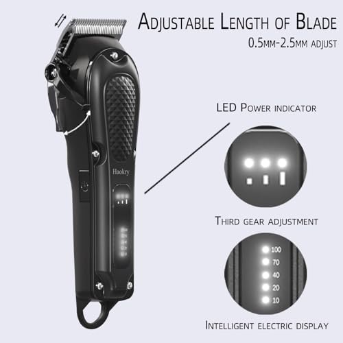 Haokry Hair Clippers for Men Professional - Cordless&Corded Barber Clippers for Hair Cutting & Grooming Rechargeable Beard Trimmer (Pack of 2) - Image 3