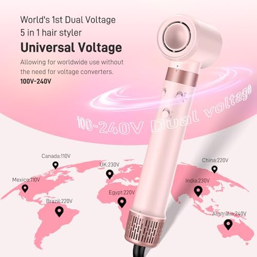 MESCOMB Dual Voltage Hot Air Styler Wrap - 5 in 1 Hair Dryer Brush with Fast Drying Blow Dryer, Styling, Straightening & Volumizing with Travel Bag (100V–240V) Gift for Women - Image 2