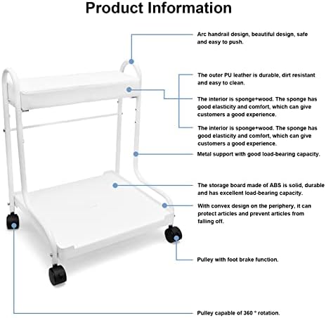 Elitzia 3-Height Pedicure Cart with PU Cushion Salon Spa Carts - Image 4