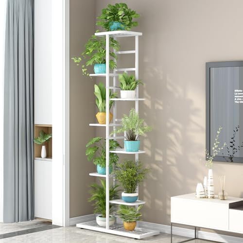 LINZINAR 8 Tier Plant Stand Indoor Outdoor Metal Flower Pot Display Shelf - Image 2