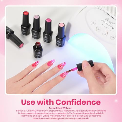 Beetles Pink Gel Polish Set, 25 Colors Red Purple Glitter Love's Prism Soak Off Kit with Base Top Coat& Nail Tools, Salon DIY Manicure Gift for Women - Image 5