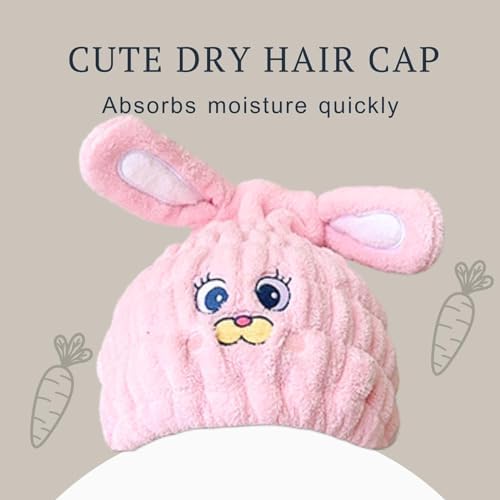 Microfiber Hair Towel Wrap for Kids, Bunny Toddler Quick Drying Cap - Image 2