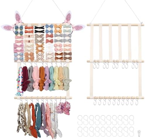 Headband Organizer Bow Holder for Girls Hair Bows Clips, Beige by iHansee