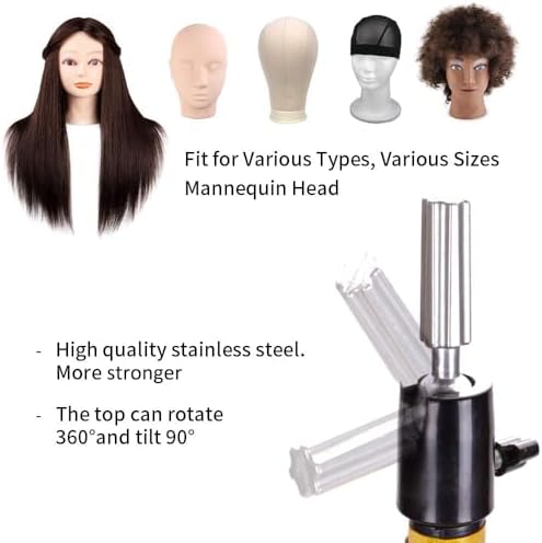 ZQIAN BEAUTY Heavy-duty Wig Stand Tripod, 55 Inch Metal Mannequin Head Stand Tripod For Hairdressing Training Head, Adjustable Wig Head Stand with Tool Tray (Golden, Mannequin Head Not Included) - Image 5