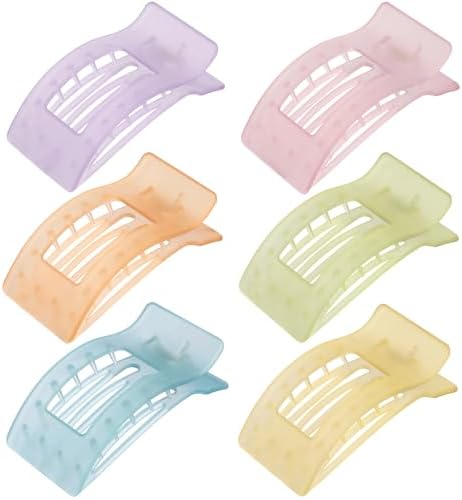 French Flat Hair Clips for Women 6pcs Hair Claw Clips for Thick or Thin Hair Matte Claw Clips for Girls Barrettes Non-Slip Strong Hold Hair Accessories for Women (Ice Cream) - Image 2