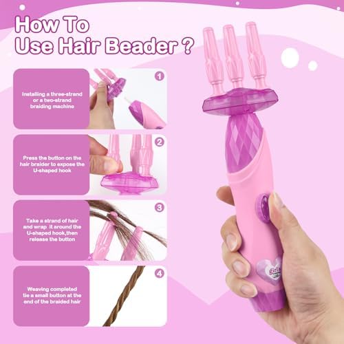 Yoloflix Hair Braiding Machine, Hair Salon Toys for Girls with Braider, Beads, Wig & Accessories, Kids Hair Styling Tool Toy Set, Christmas Birthday Toys Gifts for Girls - Image 4