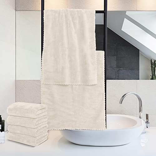 MOONQUEEN 18 Pack Premium Hand Towels - Quick Drying - Microfiber Coral Velvet Highly Absorbent Towels - Multipurpose Use as Hotel, Bathroom, Shower, Spa, Hand Towel 16 x 28 inches (Cream) - Image 3