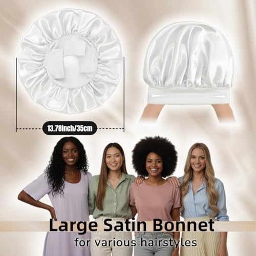 Satin Bonnet for Women Curly Hair, Large Silk Bonnet Sleeping Cap for Men - Image 2