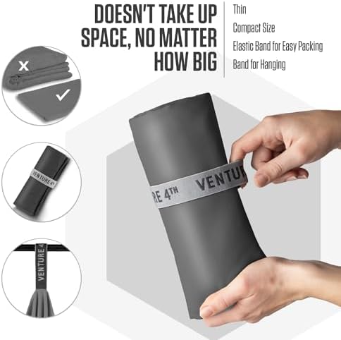 VENTURE 4TH Quick Dry Microfiber Towel for Camping & Gym - Charcoal Large - Image 7