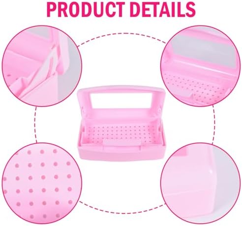 YoleShy Nail Tool Cleaning Box Pink Plastic Clean Container for Tweezers Esthetician Essentials Clean Jar for Hair Salon, Spa & Cutter Manicure Equipment-Nail Art Tool - Image 5