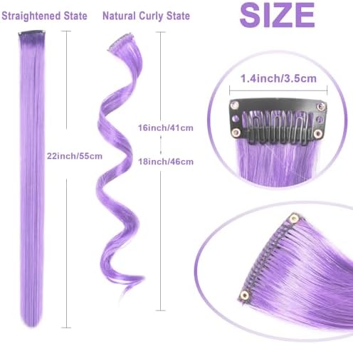 Purple Hair Extensions Clip-in 10 Pcs, Curly Wavy Hairpieces for Women Gift - Image 4