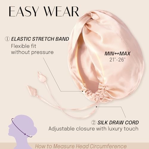 OLESILK Silk Hair Bonnet for Sleeping Women, 100% Mulberry Silk, Anti-Frizz - Image 6