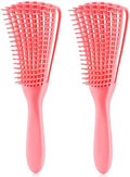 Detangling Brush for Afro America/African Hair Textured 3a to 4c Kinky Wavy/Curly/Coily/Wet/Dry/Oil/Thick/Long Hair, Knots Detangler Scalp Massage Comb Hair Detangler for Women (2 pcs, Pink-Pink) by Unknown