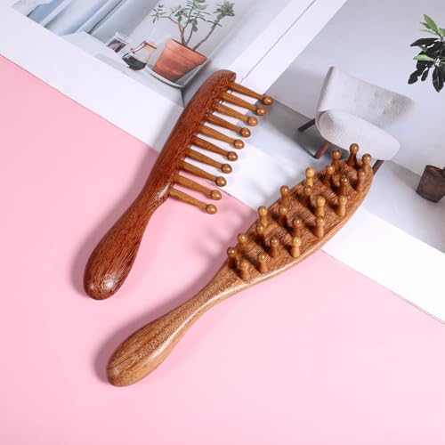 2PCS Loc Comb for Sisterlocks, Comfortable Massage Comb, Wooden Scalp Massager Combs for Dreadlocks, Scraping Massage Tools Wide Tooth Combs for Scalp Care and Hair Styling - Image 7