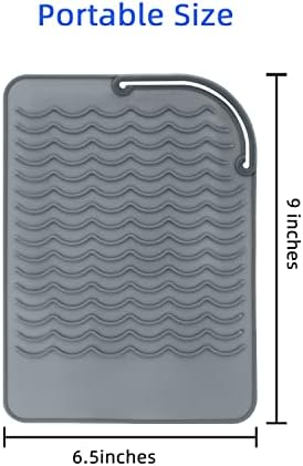Heat Resistant Mat for Curling Iron, Flat Irons and Hair Straightener Hair Styling Tools 9" x 6.5", Food Grade Silicone, Grey - Image 4