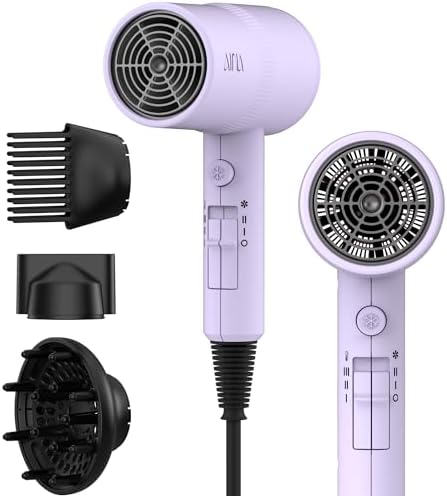 AINA Hair Dryer with Diffuser,Comb Full-Featured Blow Dryer 110V(Purple) by Aina