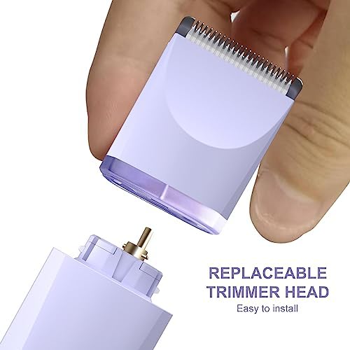 OLOV Electric Body Hair Trimmer - Groin Trimmer for Men - Bikini Trimmer Women - Wet/Dry Shaver Groomer, Replaceable Ceramic Blade Heads, USB Recharge Dock, Waterproof Hygiene Razor, Purple - Image 4