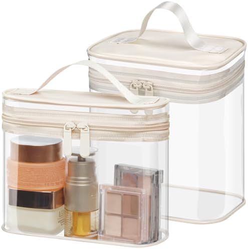 PACKISM Clear Makeup Bag for Travel - TSA Approved Toiletry Bag, 2 Beige by Packism