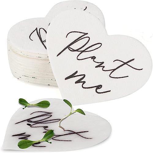 50 Plantable Wildflower Paper, Ecological Heart Shaped Babyshower Favors for Guests - Bridal Funeral Memorial Plantable Gifts NO Cards by MIXRUGBACWATER