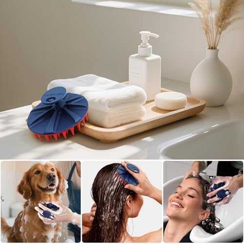 INNERNEED Silicone Scalp Scrubber for Hair Washing & Scalp Massage, Red - Image 4