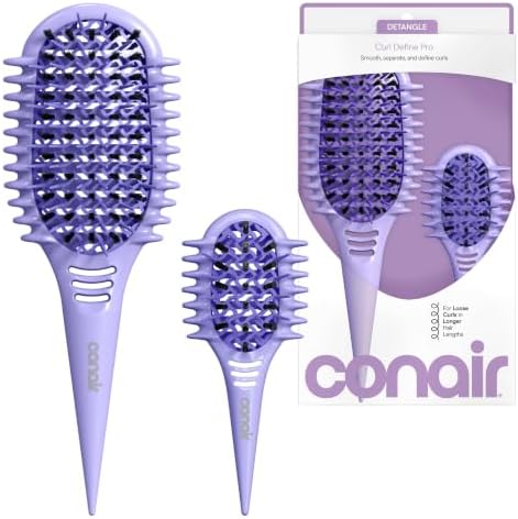 Conair Curl Define Detangler Brush Set, Large & Mini, Loose Curls, Purple by conair