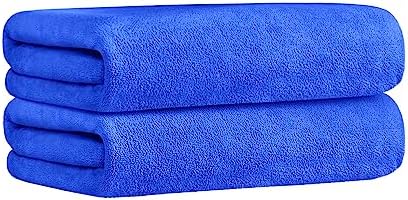 JML Large Microfiber Bath Towels Set of 2, 30x60 Inches, Dark Blue - Image 2