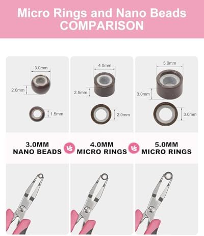 4mm Hair Extensions Beads: Easy to Clamp - Stay Secure 300pcs Silicone Lined Micro Ring Beads for Thin Fine Hair for Daily Wear Hair Extensions(Dark Blonde) - Image 3