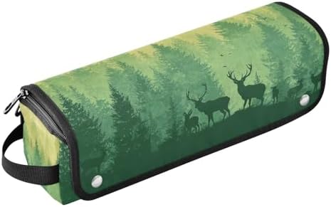 Hair Tools Travel Bag with Heat Resistant Mat Detachable 2-in-1 Curling Iron Travel Case Hot Tools Organizer for Straightener Flat Iron Gradient Yellow Green Deer Herd and Birds by WelcometoElliTarr