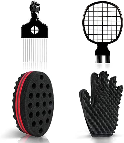 Selalu Curl Sponge Set with Glove, Metal Brush Pick and Twist Comb for Men and Women by Selalu