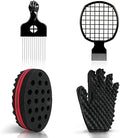 Selalu Curl Sponge Set with Glove, Metal Brush Pick and Twist Comb for Men and Women by Selalu