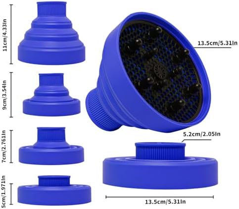 Universal Collapsible Hair Dryer Diffuser Attachment-Foldable Portable Travel and Easy Storage Fit Most Hair Dryers with Nozzle Diameter D-1.575Inch to 1.968 Inch (4-5cm)- Dark Blue - Image 3