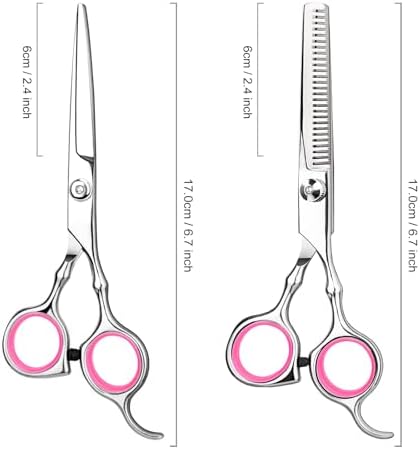 Professional Home Hair Cutting Kit - Quality Home Haircutting Scissors Barber/Salon/Home Thinning Shears Kit with Comb and Case for Men and Women (Pink) - Image 5
