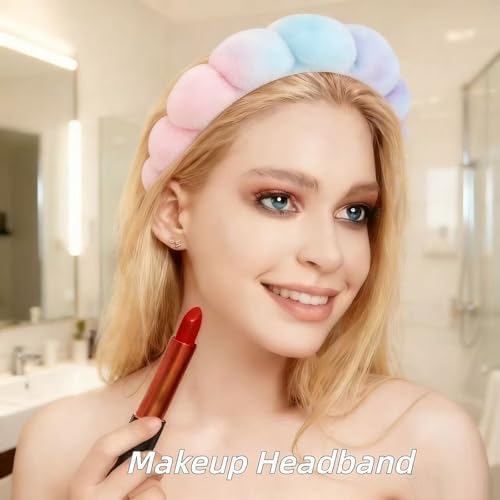 7 Pcs Spa Set, Facial Headband and Wristband Set, Skincare Accessories, College Style Girl Idea Gifts, Hair Accessories for Women and Girls（Tie Dye） - Image 2