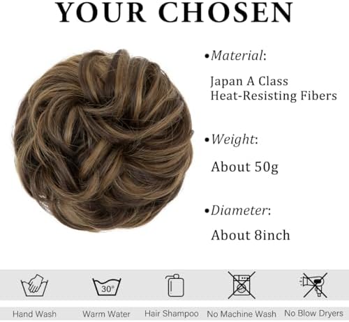 CJL HAIR Large Messy Bun Hair Piece Wavy Curly Scrunchies Synthetic Chignon Ponytail Hair Extensions Thick Updo Hairpieces for Women Coffee Brown - Image 2