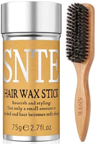 Slick Back Hair Brush, Hair Wax Stick Set - Boar Bristle Brush for Fine to Medium Hairs - Smooth Flyaways, Frizz & Baby Hairs, Sleek Ponytails Buns Updos by SamnyteSNTE
