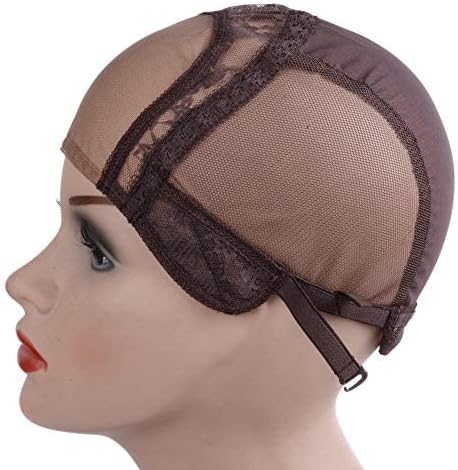 YANTAISIYU 4X4 Inch U Part Swiss Lace Wig Cap for Making Wigs with Adjustable Straps on the Back Glueless Hairnets (Dark Brown XL) - Image 5