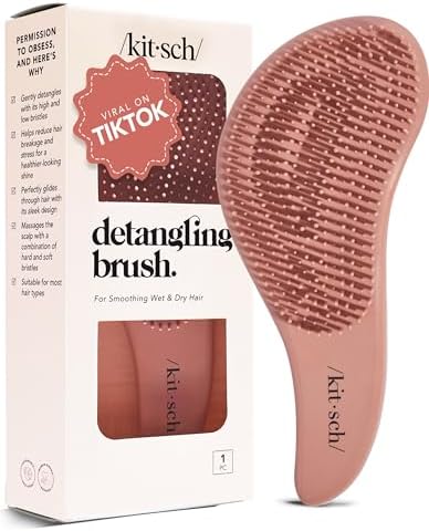 Kitsch Detangler Brush – Gentle Curly Hair Brush All Hair Types, Terracotta by Kitsch
