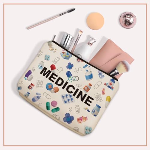 Medicine Makeup Bag Gifts: Colorful Medical Themed Cosmetic & Toiletry Organizer Pouch For Teen Girls & Women Doctor Nurse Healthcare.Ideal Gift For Travel, Birthdays, & Christmas. - Image 5