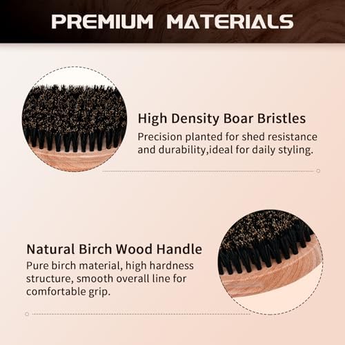360 Curved Wave Brush For Men & Beard - Soft Hard Palm Wave Hair Brushes Wave Styler Great for Wolfing - Made with Beech Mix Nature Boar Bristle Brush for Barbers & Daily Use Black Hair (Coffee) - Image 5