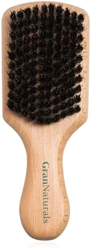GranNaturals Soft Boar Bristle Slick Back Hair Brush - Hairbrush for Smoothing, Fades, Beards, 360 Waves to Style, Polish, & Lay Down Hair to Create a Sleek Ponytail Bun Hairstyle for Women & Men by GranNaturals